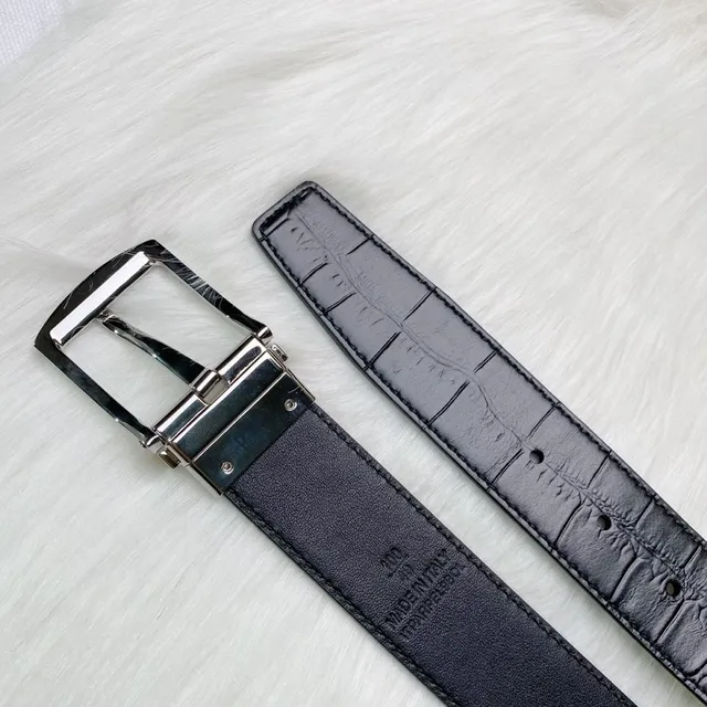 Burberry Reversible Crocodile and Alligator Embossed Black Leather Belt 3