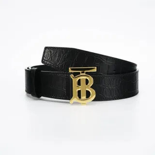 Burberry TB Belt Ceinture en cuir noir embossée crocodile