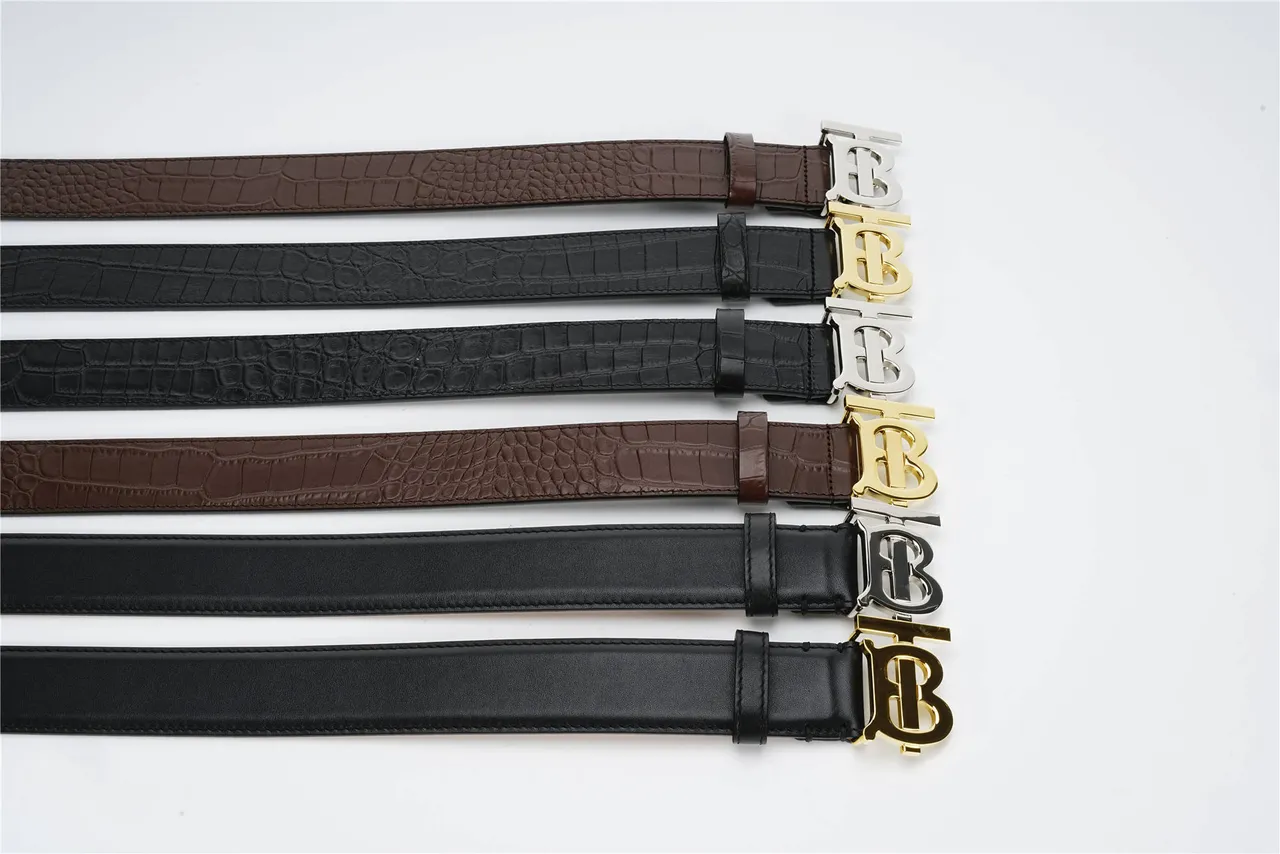 Burberry TB Belt Black Croc-Embossed Leather Belt 2