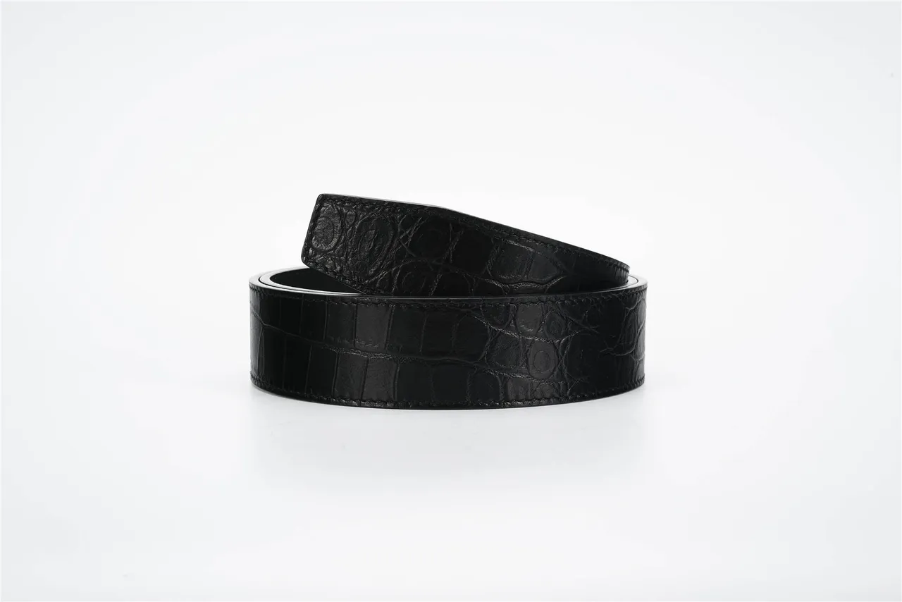 Burberry TB Belt Black Croc-Embossed Leather Belt 3