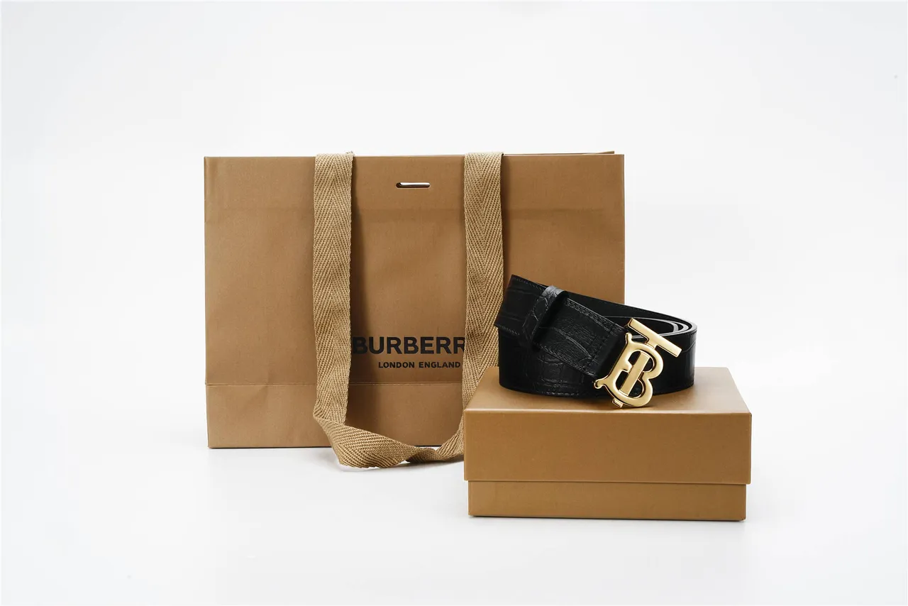 Burberry TB Belt Black Croc-Embossed Leather Belt 4