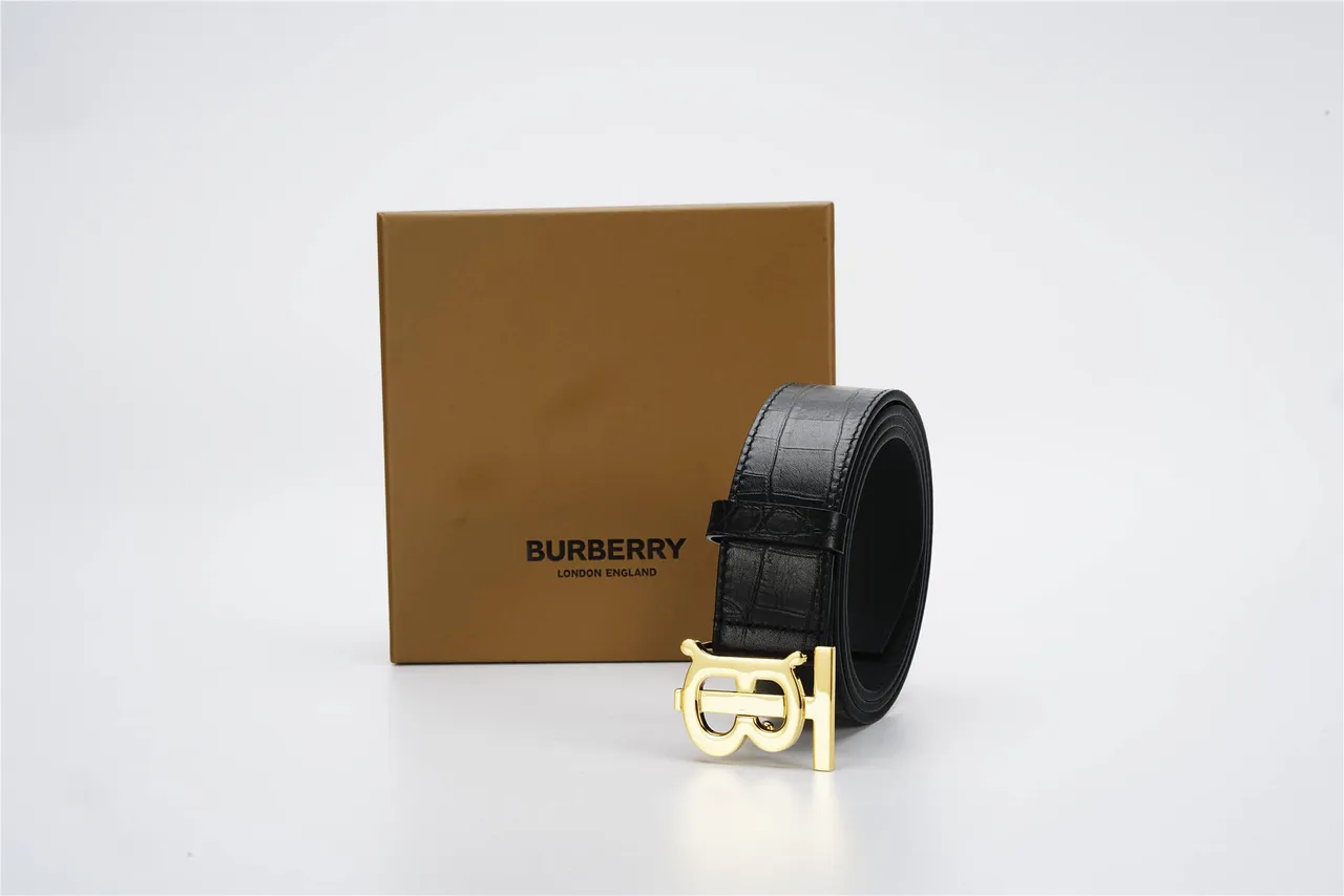 Burberry TB Belt Black Croc-Embossed Leather Belt 5