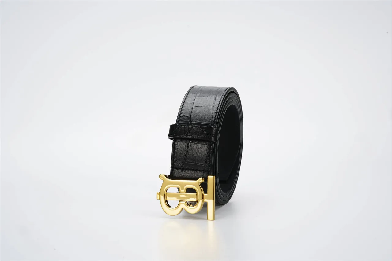 Burberry TB Belt Black Croc-Embossed Leather Belt 6