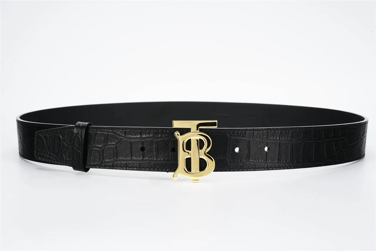 Burberry TB Belt Black Croc-Embossed Leather Belt 7