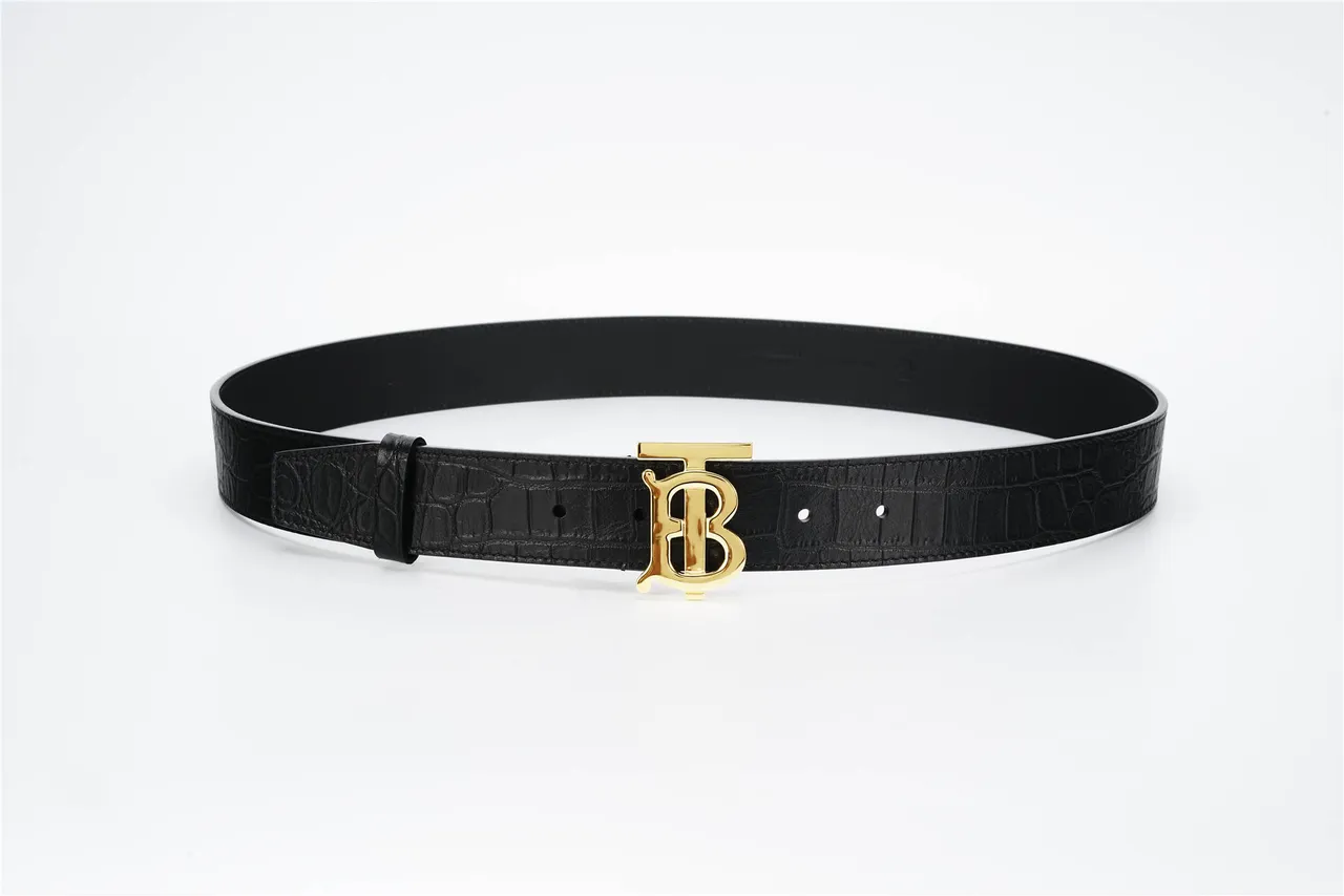 Burberry TB Belt Black Croc-Embossed Leather Belt 8