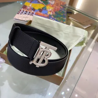 Burberry TB Belt Black Pebbled Leather Belt