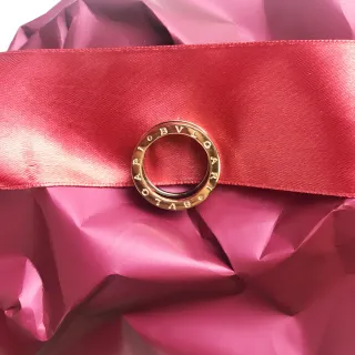 Bvlgari B.zero1 Gold Pink Engraved Logo Ring