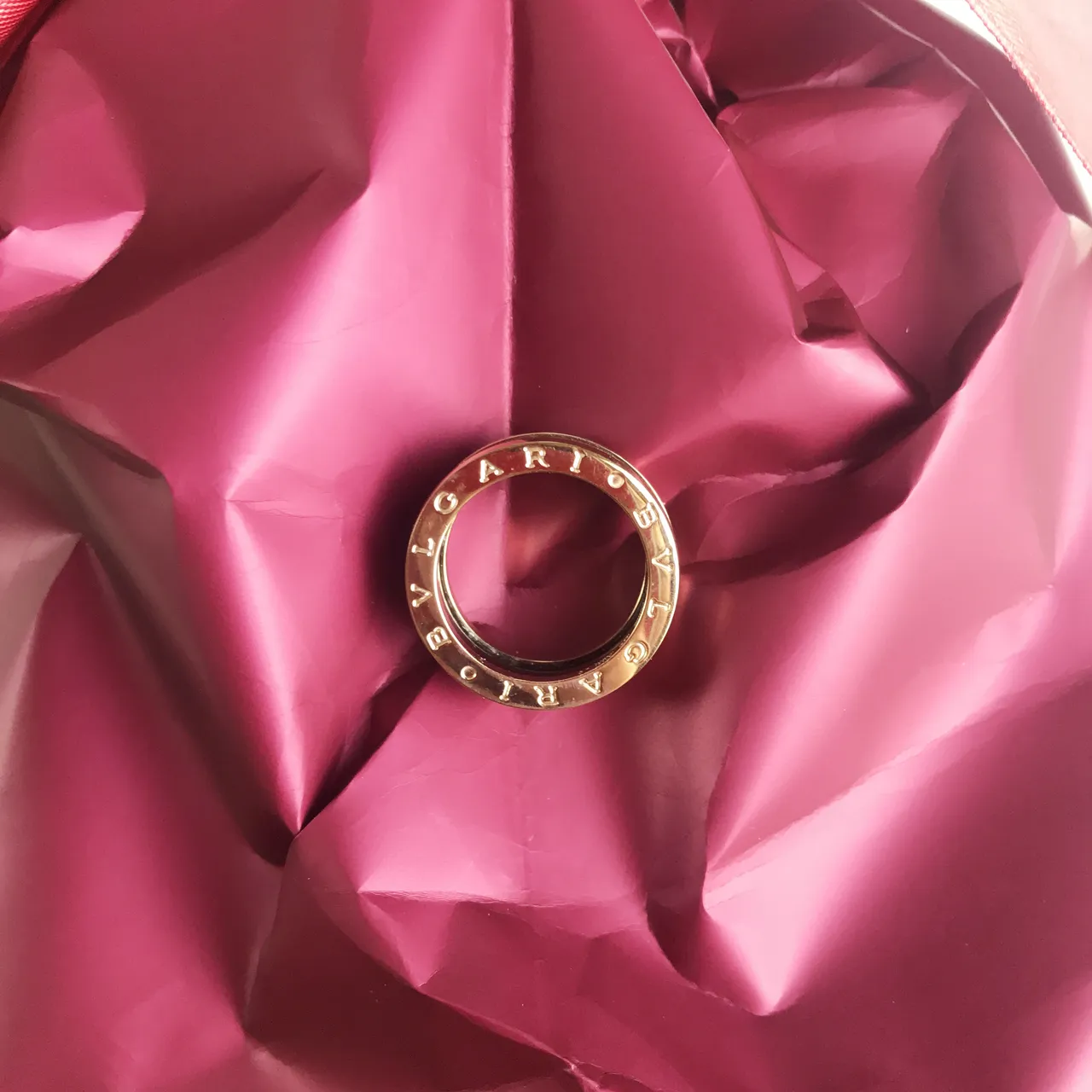Bvlgari B.zero1 Gold Pink Engraved Logo Ring 6