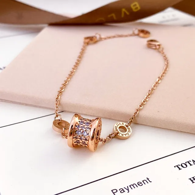 Bvlgari B.zero1 Gold Silver Cylindrical Barrel Charm Pavé Crystal Setting Bracelet 2