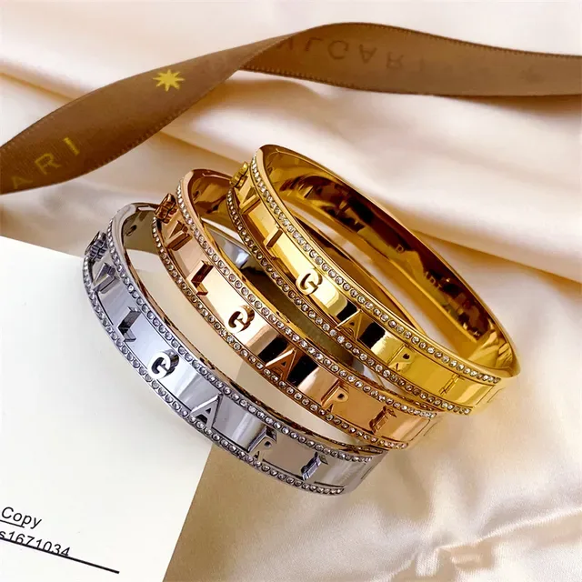Bvlgari B.zero1 Pavé-Crystal Engraved Letter Silver Bracelet 3