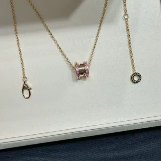 Bvlgari B.zero1 Pink Gemstone Cylindrical Pendant Necklace