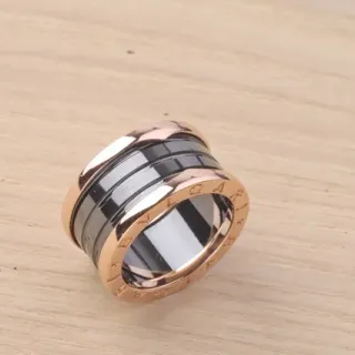 Bvlgari B.zero1 Rose Gold and Black Ceramic Rotating Ring