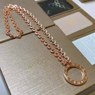 Bvlgari B.zero1 قلادة دائرية بالذهب الوردي مرصعة بالماس