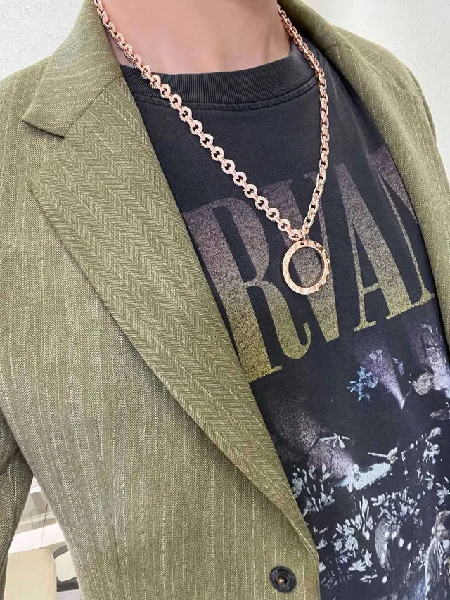 Bvlgari B.zero1 Rose Gold Diamond-Paved Circular Pendant Necklace 2