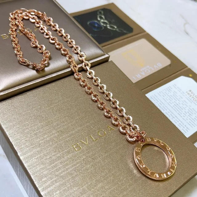 Bvlgari B.zero1 Rose Gold Diamond-Paved Circular Pendant Necklace 6