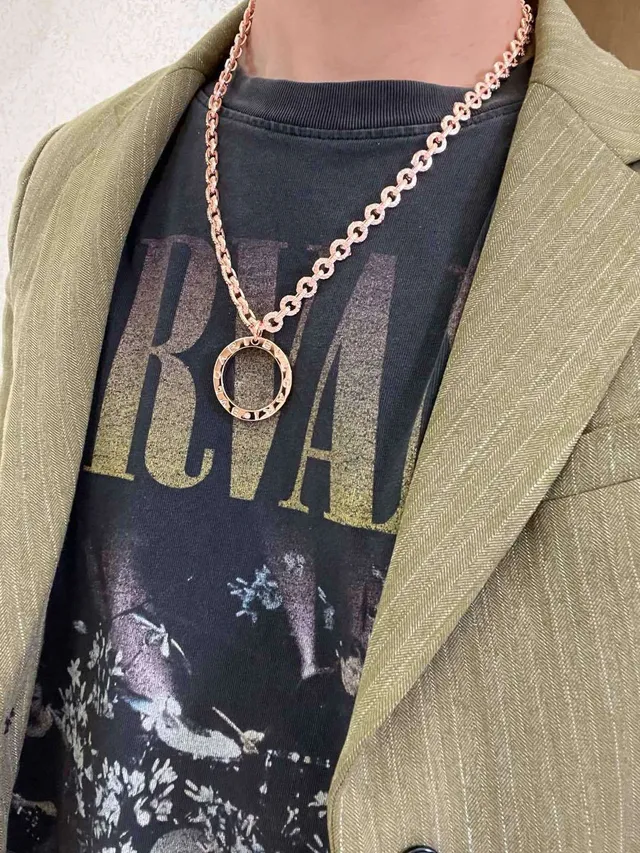 Bvlgari B.zero1 Rose Gold Diamond-Paved Circular Pendant Necklace 3