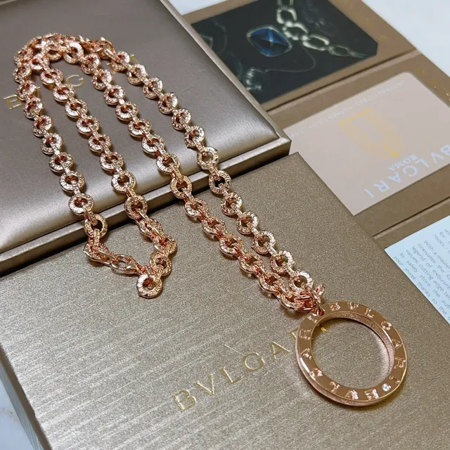 Bvlgari B.zero1 Rose Gold Diamond-Paved Circular Pendant Necklace 5