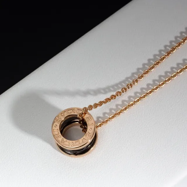 Bvlgari B.zero1 Stacked Ceramic and Rose Gold Necklace 3