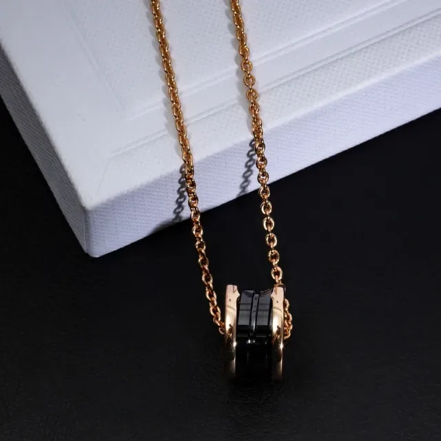 Bvlgari B.zero1 Stacked Ceramic and Rose Gold Necklace 4