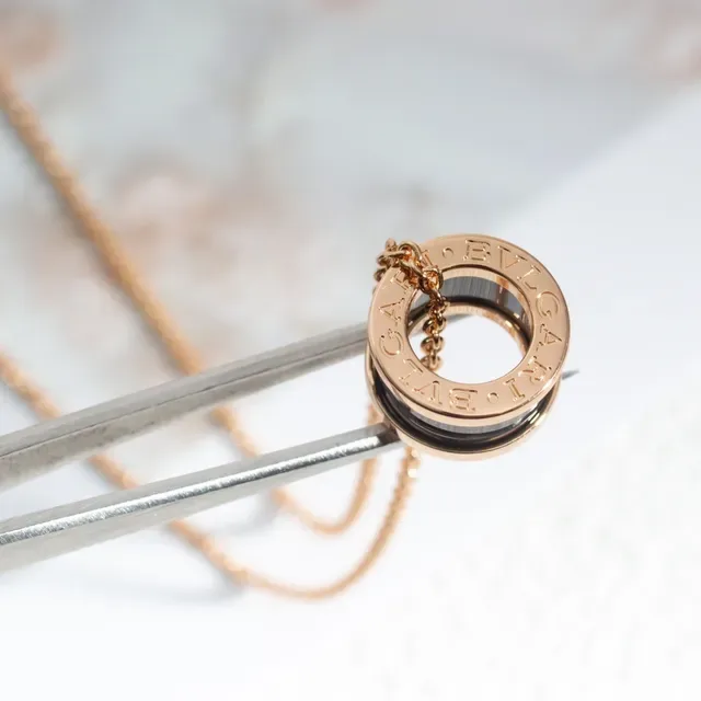 Bvlgari B.zero1 Stacked Ceramic and Rose Gold Necklace 6
