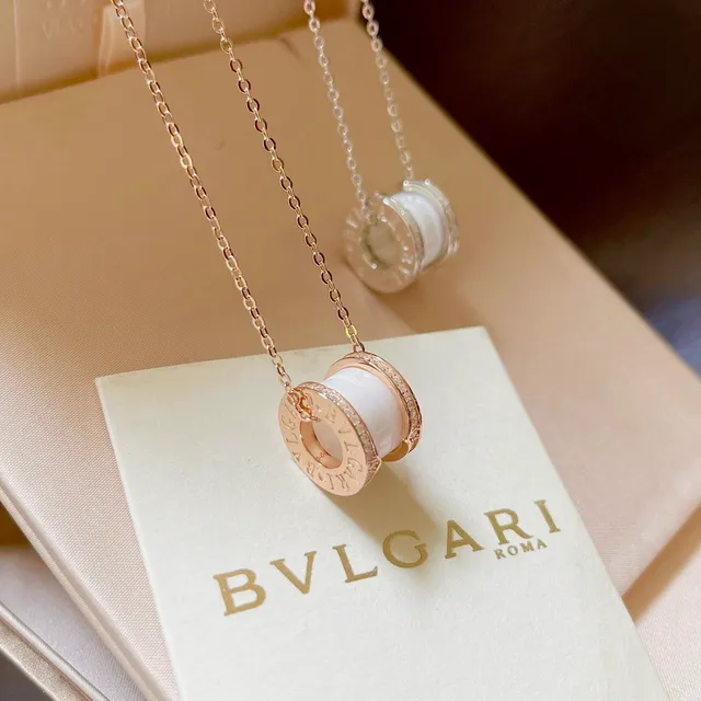 Bvlgari B.zero1 White Ceramic and Pavé Diamond Pendant Necklace 4