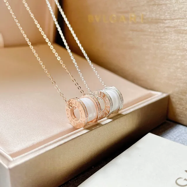 Bvlgari B.zero1 White Ceramic and Pavé Diamond Pendant Necklace 8