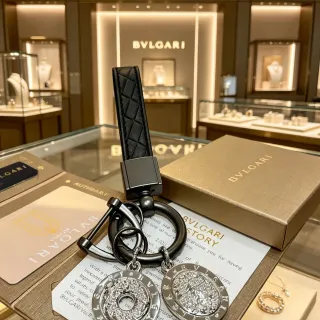 Bvlgari Black Silver Quilted Leather Strap Pavé Crystal Discs Bracelet