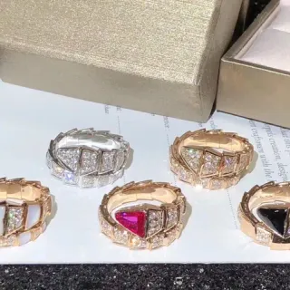 Bvlgari Divas’ Dream Geometric Pavé Diamond and Stone Inlay Rings