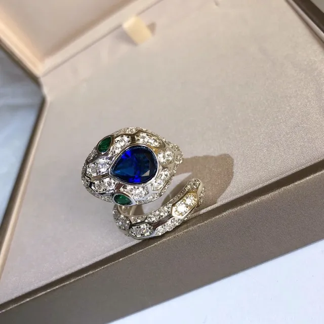 Bvlgari Serpenti Sapphire and Emerald Pavé Diamond Rings 5