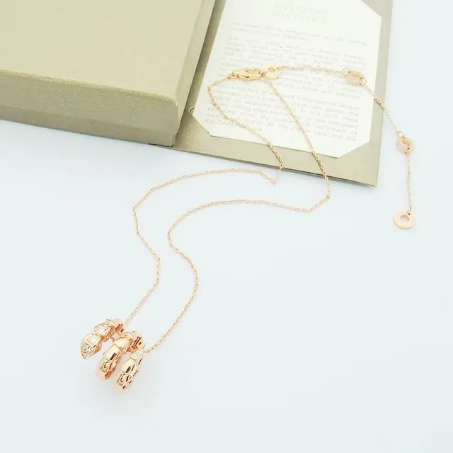 Bvlgari Serpenti Tubogas ذهب وردي فاني الماس قلادة 3