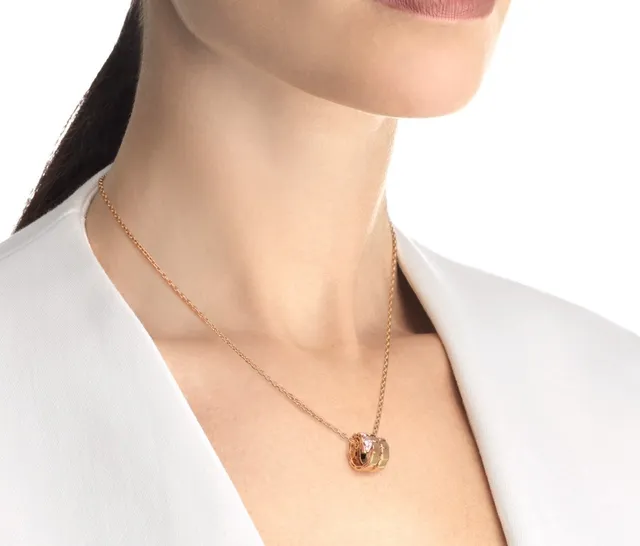 Bvlgari Serpenti Tubogas ذهب وردي فاني الماس قلادة 7