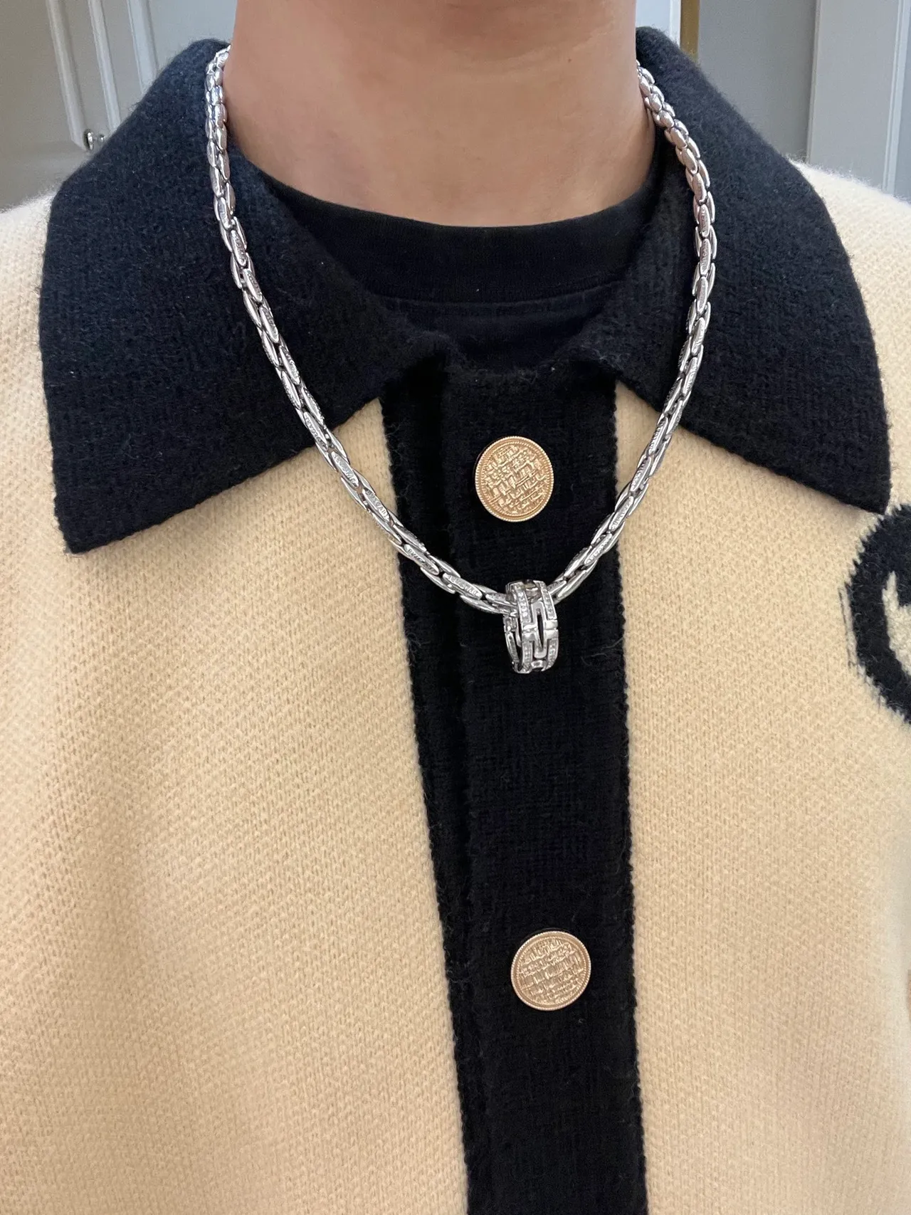 Bvlgari Silver White Twisted-Link Chain Pavé-Set Stones Necklace 5