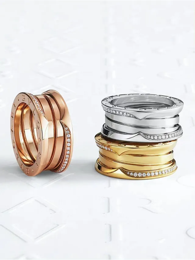 Bvlgari Tubogas Multi-Band Pavé Diamond Ring 9