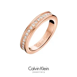 Calvin Klein পালিশড রোজ গোল্ড এঙ্গ্রেভড ব্যান্ড রিং 7