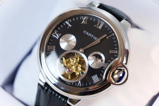 Cartier Ballon Bleu de Cartier Cronógrafo Tourbillon Esfera Negra Reloj Mecánico 7