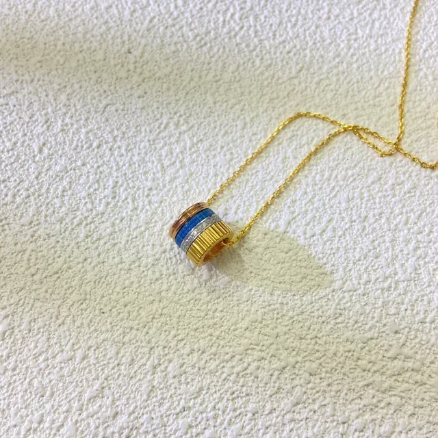 Cartier 18K ذهب أزرق متعدد الأشرطة معلق أسطواني 3