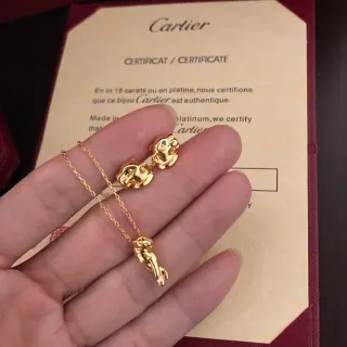 Cartier Gold Green Panther Motif Sculptural Form Necklace