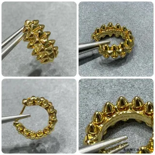 Cartier সোনা রুপা interlocking ডাবল-सी মোটিফ টেক্সচার্ড গ্র্যানুলেটেড সারফেস কানের দুল