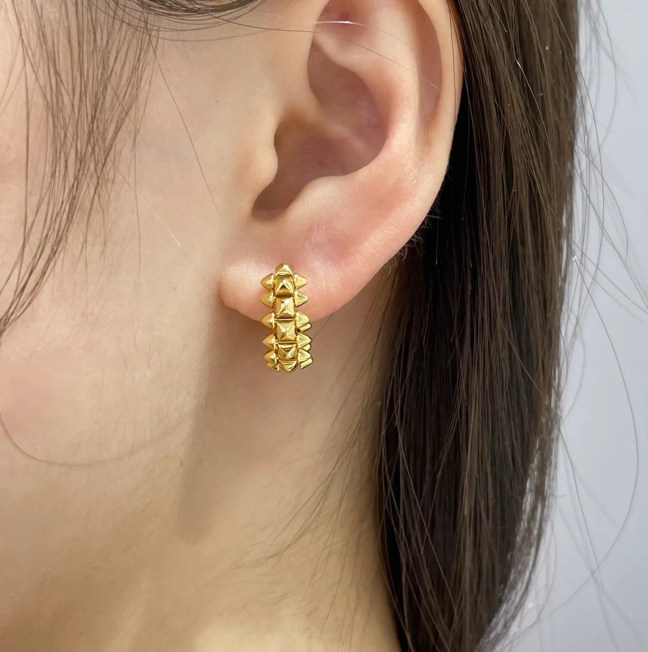 Cartier Gold Silver Interlocking Double-C Motif Textured Granulated Surface Earrings 8