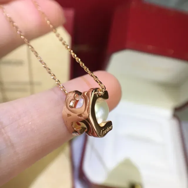 Cartier Gold White Rose Chain Single Cultured Pearl Necklace 3