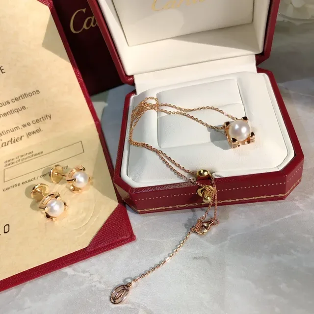 Cartier Gold White Rose Chain Single Cultured Pearl Necklace 5