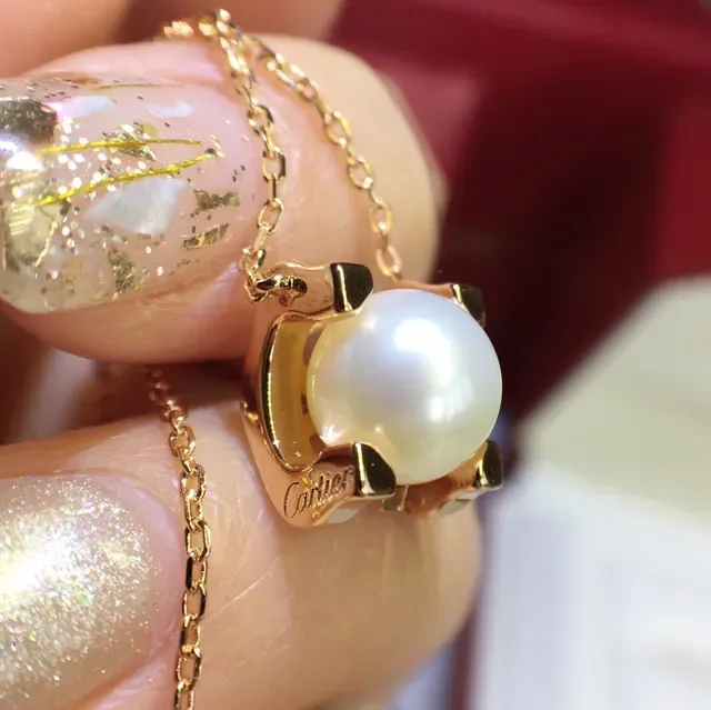 Cartier Gold White Rose Chain Single Cultured Pearl Necklace 6