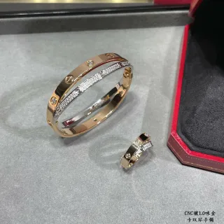 Cartier Juste un Clou Double C Pavé Diamond Two-Tone Gold Bracelet