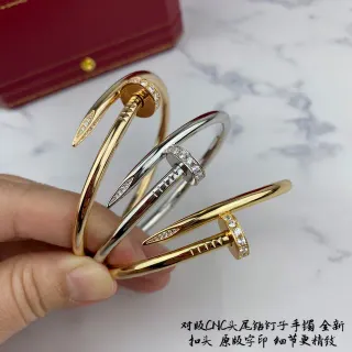 Cartier Juste un Clou Nail Motif Pavé-Diamond Gold Bracelets