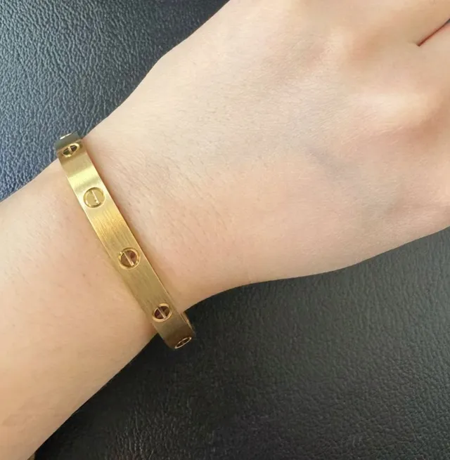 Cartier Love সোনার ব্রাশড ফিনিশ স্ক্রু মোটিফ ব্রেসলেট 9