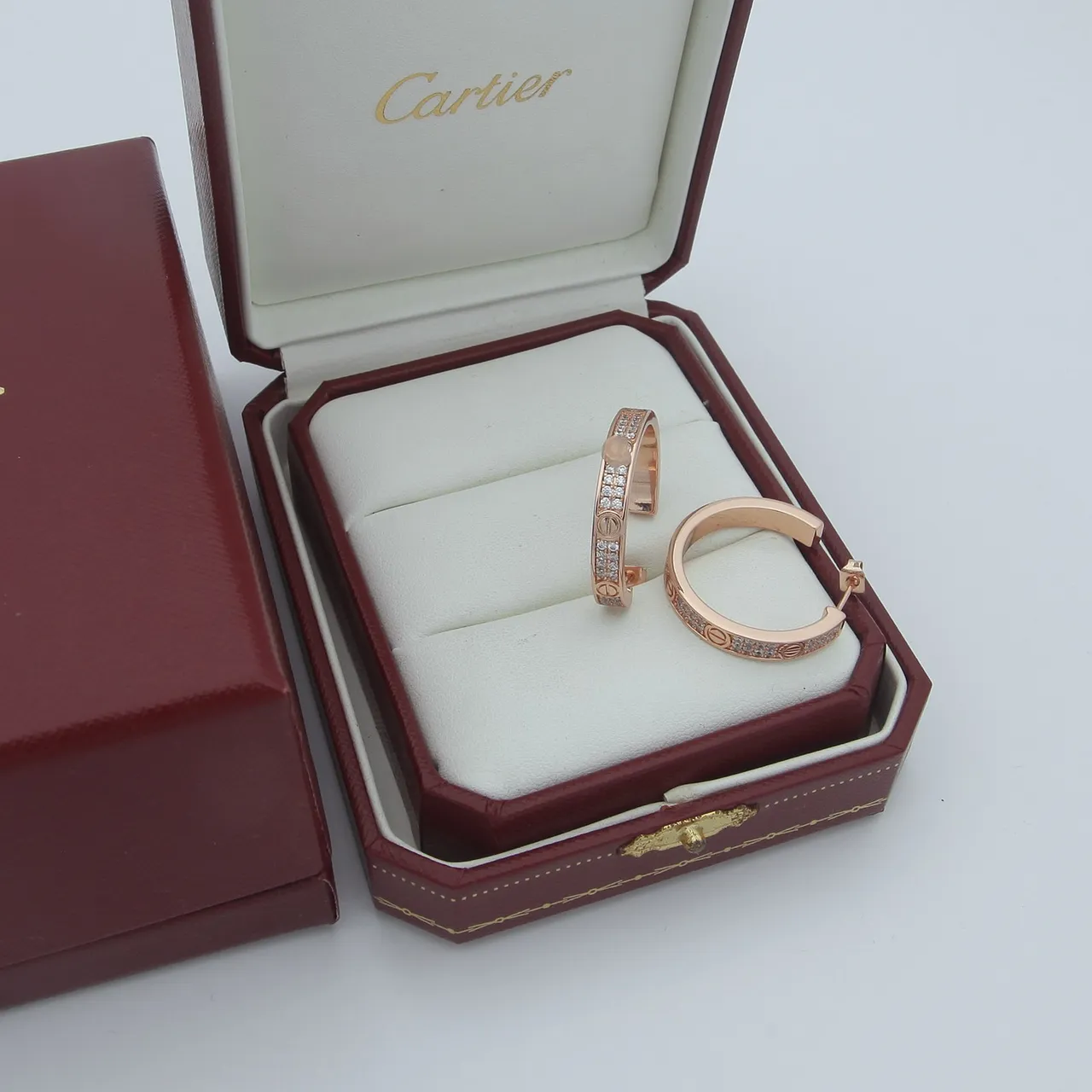 Cartier Love ذهب وفضة مشبك Pavé-Set أقراط 2
