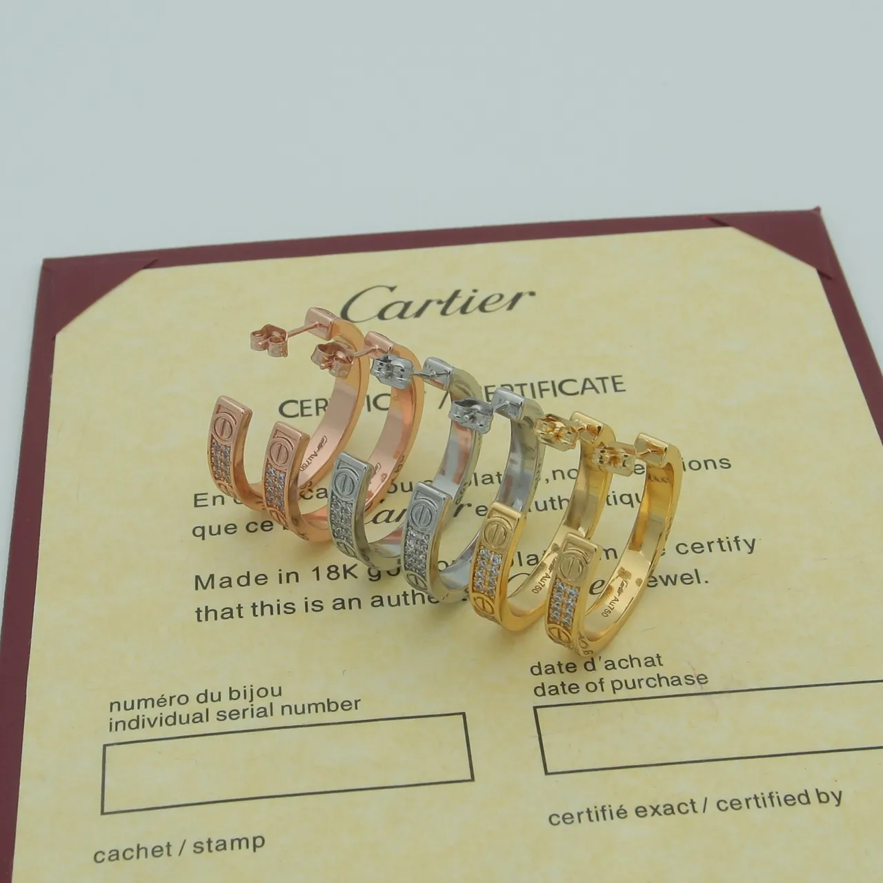 Cartier Love ذهب وفضة مشبك Pavé-Set أقراط 5