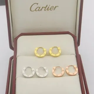 Cartier حب ذهب فضة دائرة مشبكة موتيف براغي تفصيل أقراط