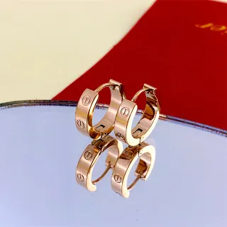 Cartier Love গোলাপি সোনা স্ক্রু-মোটিফ হিঞ্জড হুপ ইয়াররিংস