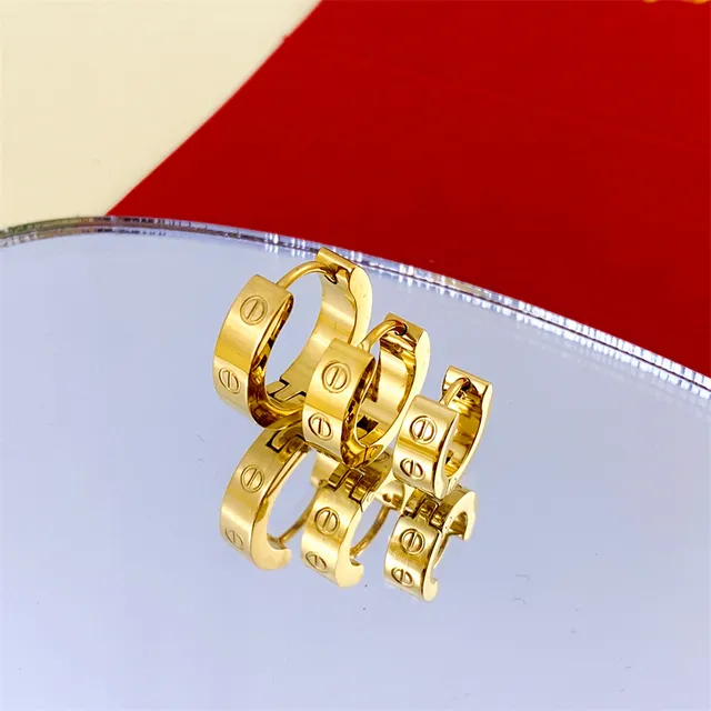 Cartier Love गुलाबी सोना स्क्रू-मोटिफ हिंग्ड हूप कान की बाली 2